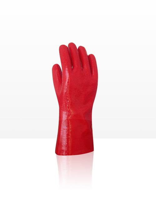 Guante Pvc Rojo Industrial,  Liviano - Largo 30 Cm. – T/10 -. Aspero.
