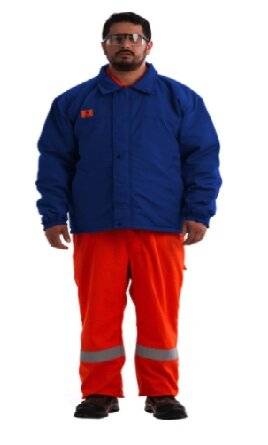 Campera Ignifuga C/Ref. Y Capucha Desmontable – 100% Algodón Retar. - Azul Marino - 6.80 Oz/ Yd2 Tela Cedrotech - Modelo Cteh - Marca Saavedra- Talle Xs