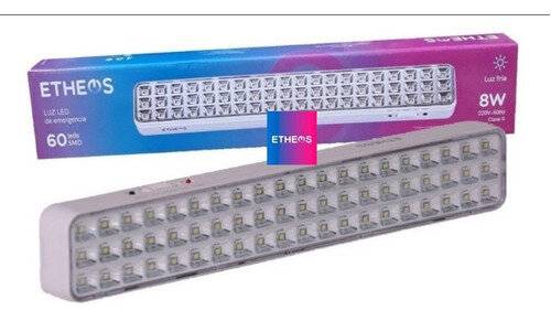 Luz De Emergencia - 60 Leds - Autonomia Baja 8Hs - Alta: 4Hs - Bateria De Litio Resistente Al Fuego - Marca Etheos.