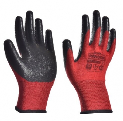 Guante Tejido G13 De Nylon Poliamida - Con Baño De Nitrilo Rugoso - Modelo Mecano Pesado - Talle 10 - Marca Randon.