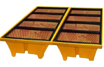 Pallet Antiderrame Para 4 Tambores De 200 Lt - Con Reja Metalica - Nacional Medida Externa 1250 X 1250 X 460 Mm De Alto - Capacidad De Carga 1500 Kg -  Cubitaje