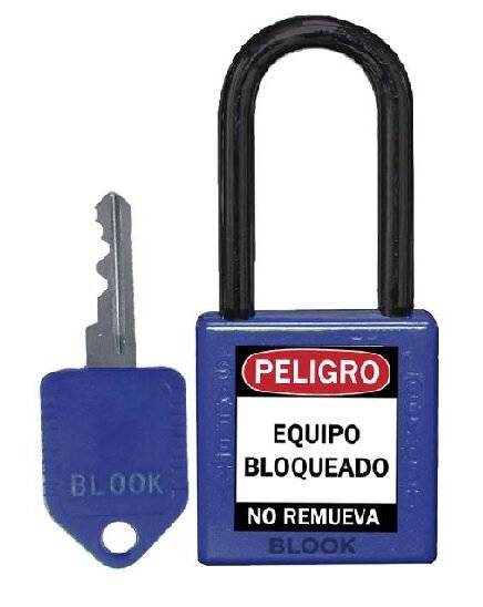 Candado Plastico Grande Antichispa. Igual Cerradura. Medidas: 45X42Mm Arco:38Mm - Arandela Plastica Chica - Color Azul - Marca Servus