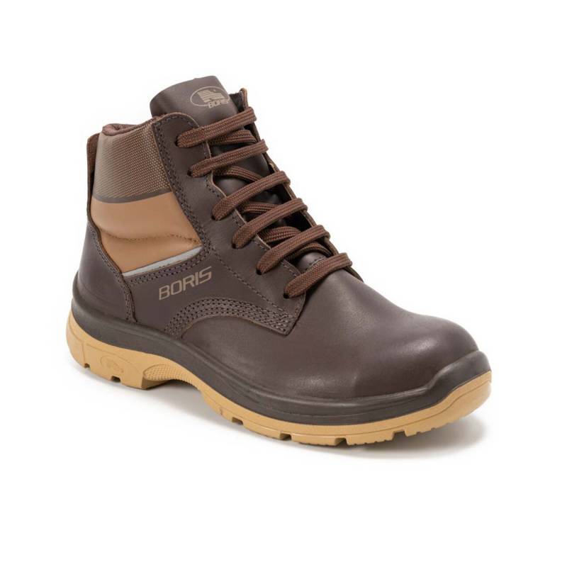 Botin Prusiano Acolchado - Cuero Flor - Color Marron - Suela Pu Bidensidad - Art. 3303 - Talles 36 Al 47 - Marca Boris.