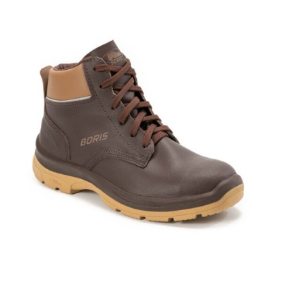Botin Prusiano Acolchado - Cuero Flor - Color Marron - Suela Pu Bidensidad Art. 3312X - Talles 36 Al 47 -  Marca Boris.
