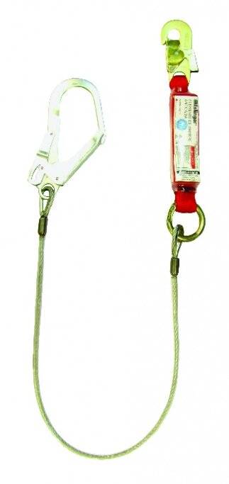 Cabo De Vida De Cable De Acero De 6 Mm. De 1,5 Mt. - Revestido Pvc Con Amortiguador Y Mosqueton De 55 Mm. –