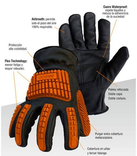 Guante Vaqueta Color Hidrofugado - Refuerzo Cadenero -  Proteccion Antigolpe - S/F - Art. Gv03 H  - T/11 - Marca Segod.