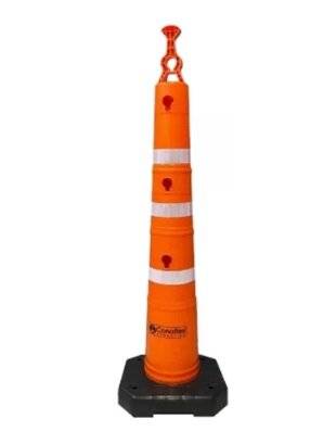 Cono Naranja  De Pvc Flexible Con Memoria  – 120 Cm De Altura Peso 8 Kg. - Una Sola Pieza. – 2 Banda Reflectiva De 14 Mm De Ancho. Modelo Obrador - Cód. 2301/2R