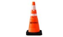 Cono Naranja  De Pvc Flexible Con Memoria – 70 Cm Altura - Base  Antideslizante Reforzada De 25 X 25 Cm  (2,5 Kg) - 1 Bandas Reflectiva  De 7,5 Cm - Modelo King