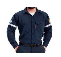 Camisa Ignifuga S/ Bandas Reflectivas – 88% Alg. Retar./ 12% Poliamda -  Azul Marino - 6.80 Oz/ Yd2 - Modelo Jupiter - Marca Saavedra  - Talle 38