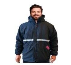 Campera Ignifuga C/ Bandas Reflectivas – 88% Alg. Retar./ 12% Poliamda - Azul Francia - 6.80 Oz/ Yd2 - Modelo Jupiter - Marca Saavedra - Talle Xs