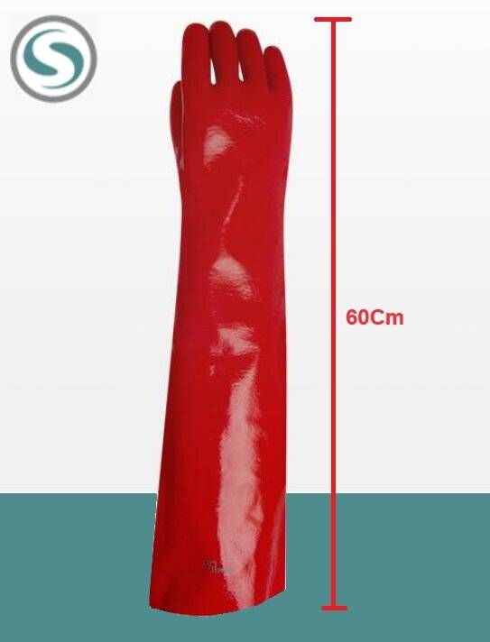 Guante Pvc Rojo Industrial,  Liviano - Largo 60 Cm. – T/10