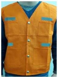 Chaleco De Gabardina Naranja - Con Bolsillo En Cintura - Bandas Reflectiva. Marca Top Safe. Talle S.