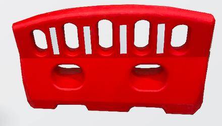 Canalizador Tipo Valla Peatonal De 1 Mt De Largo X 60 Cm De Alto X 24 Cm  De Ancho - Color Blanco/Rojo - Capacidad 60 Lts.