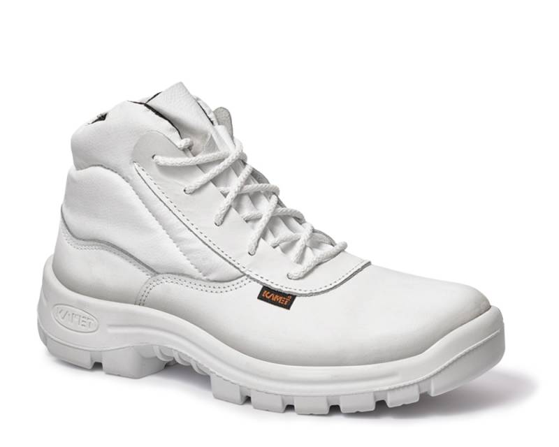 Botin Frances - Cuero Flor - Puntera De Acero - Color Blanco - Suela Poliuretano Bidensidad. Dielectrico - Art. 24002 - T/35.