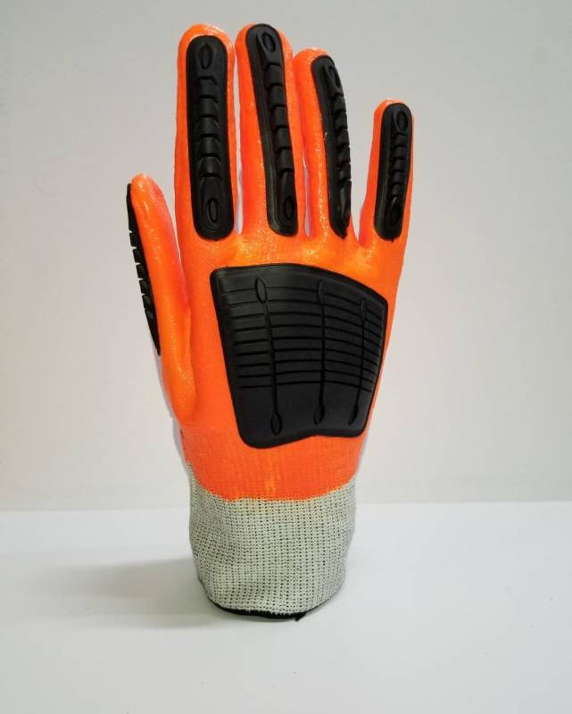 Guante Tejido Galga13 Jersey Cr5 - Bañado Complero De Nitrilo - Tejido Anticorte Nivel 5 Y Insertos Antigolpe - Con Refuerzo Cadenero Y Palma Antideslizante - M