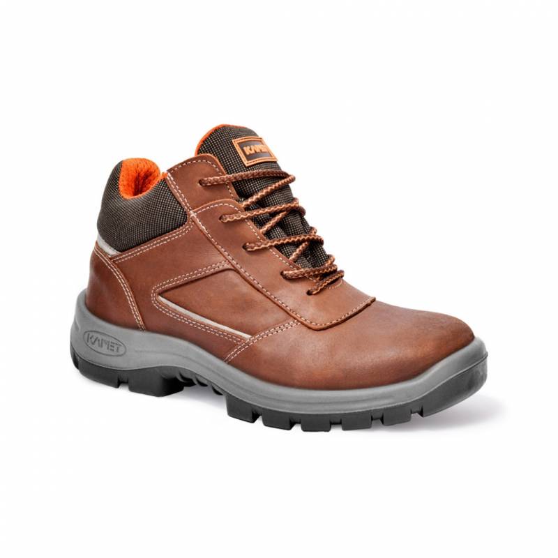 Botin Prusiano. Cuero Flor Hidrofugado/ Textil – Puntera De Acero – Suela - Poliuretano Bidensidad. Dielectrico - Color Marron T/36