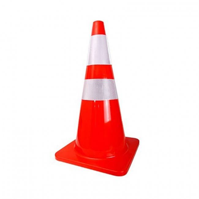 Cono Naranja  De Pvc Semirigido – 75 Cm Altura - Base De 35 X 35 Cm Peso 1,3 Kg. - Una Sola Pieza. 1 Banda Reflectiva.