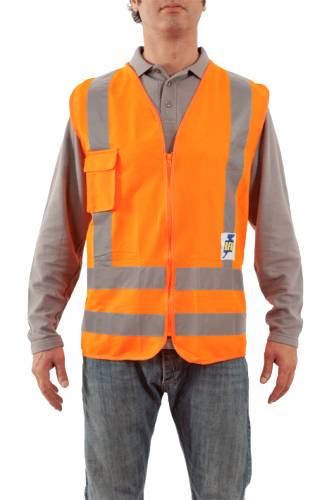 Chaleco Poliester - Color Naranja - Con Cierre - Clase Ii. Incluye Bolsillo Para Celular – Talle Unico.