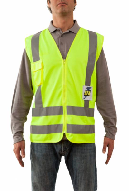 Chaleco Poliester - Color Amarillo - Con Cierre - Clase Ii. Incluye Bolsillo Para Celular – Talle Unico. - Marca Rfx.