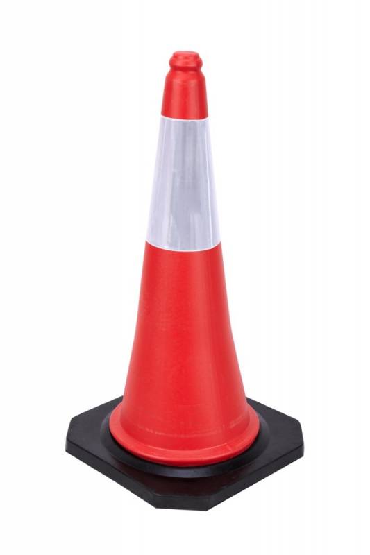 Cono Naranja - Semiflexible - Con 1 Banda Reflectiva De 10 Cm - Base Maciza De Goma - 50 Cm De Altura - Art. 30586/I - Marca Cd.