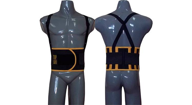 Protector Lumbar - Módelo Full –  Negra C/ Vivos Amarillos - Reforzada  6 Ballenas ( Art.0501/5).
