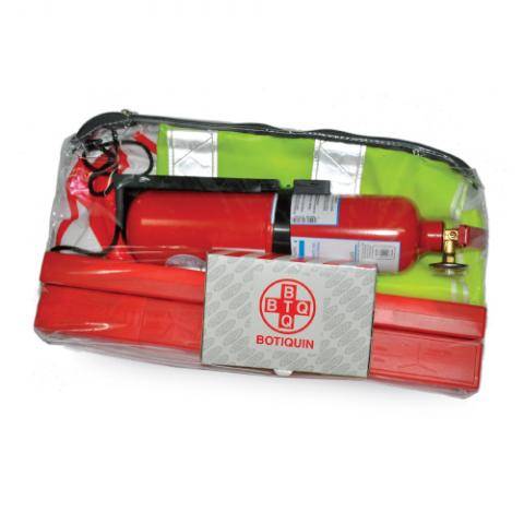 Kit Vehicular: 1 Chaleco Fluo+Reflectivo - 1 Extintor Abc X 1 Kilo -  1 Bandera Plástica - 1 Baliza Triangulo - 1 Botiquin Vehicular.