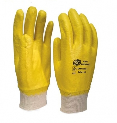 Guante Nitrilo Amarillo, Baño Completo Con Puño Tejido, Liviano.  Art.gnit/L005  - T/9 – Marca Segod.