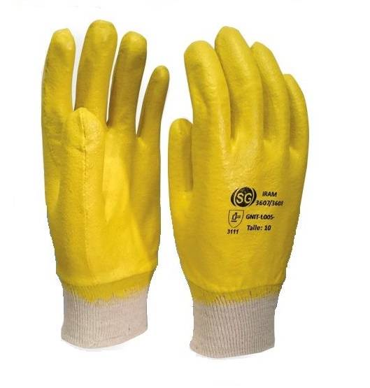 Guante Nitrilo Amarillo, Baño Completo Con Puño Tejido, Liviano.  Art.gnit/L005  - T/10 – Marca Segod.