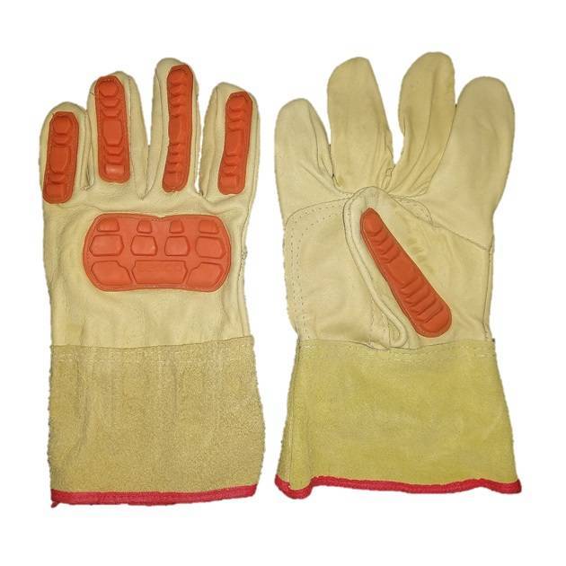 Guante Vaqueta Amarilla - Modelo Americano Con Inserto Antigolpe - Puño Corto De Cuero - T/10 - Art. Gv01 A - Marca Segod.