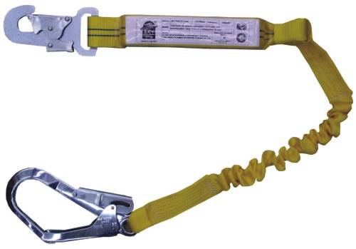 Cabo De Amarre Anticaidas Elastizado De 1,5 Mt De Largo Con  Amortiguador Y Mosquetones Estampado De 18 Mm Y Forjado De 55 Mm