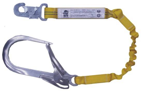 Cabo De Amarre Anticaidas Elastizado  De 1,5 Mt De Largo Con Amortiguador Y 1 Mosqueton Estampado De 18 Mm Y 1 De 110 Mm Art. Sky10487 – Marca Sky (Top Safe).