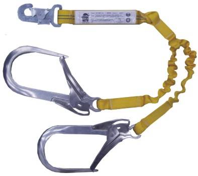 Cabo De Amarre Anticaidas Doble Elastizado De 1,5 Mt De Largo, Amortiguador Y Un Mosqueton Estampado Abertura 18 Mm Y 2 De Abertura 110 Mm