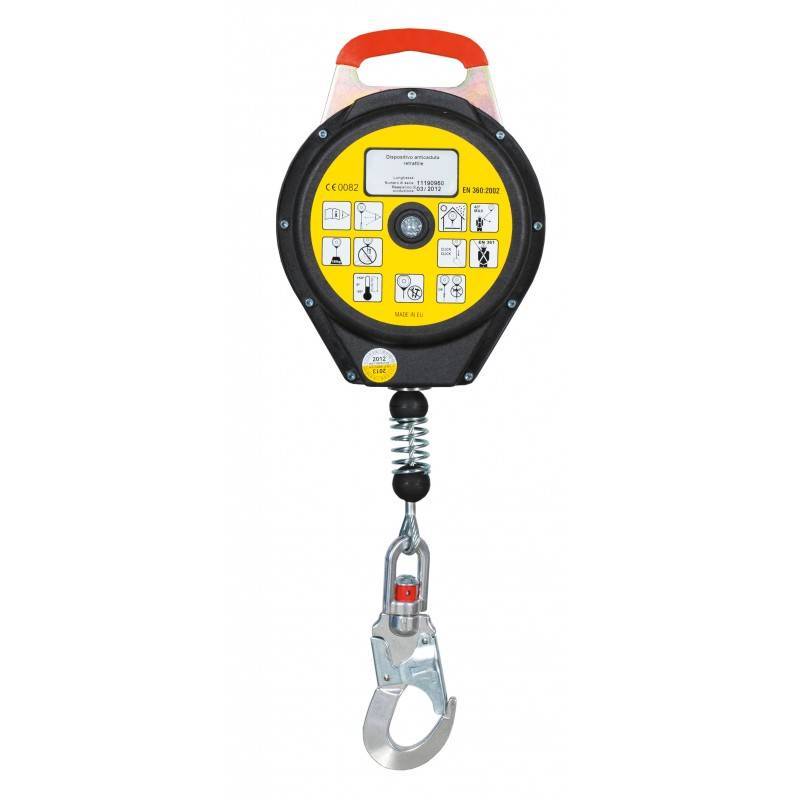 Dispositivo Anticaida Retractil - Cinta 2.5 Mm - Espesor - Largo 6 Mt. - Mosqueton Giratorio -  Art. Skyrfa060W - Marca Sky. (Top Safe).