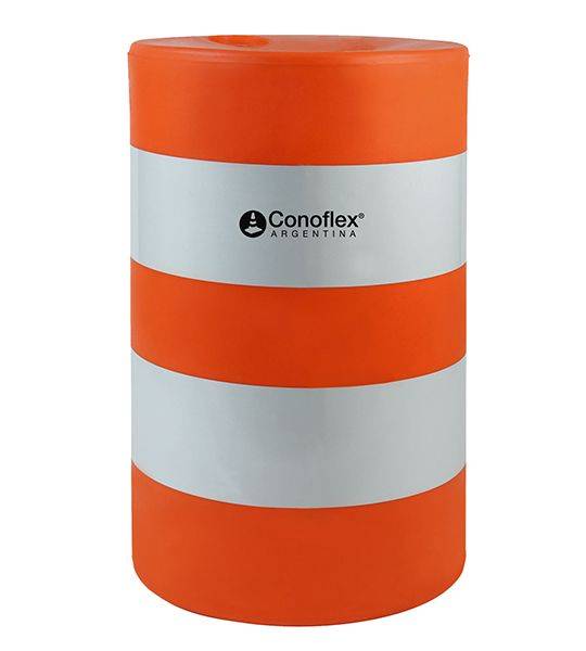 Tambor Naranja De Polietileno Semirígido (Pemd) Con Reflectivo Apto Para Llenado Con Arena O Agua. Altura: 100 Cm - Base: Ø 58 Cm.