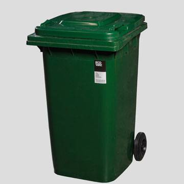Contenedor Para Residuos Inyectado De 240 Lts. - Contenedor Plástico Inyectado En Pead Para Residuos De 120 Lts Con 2 - Ruedas Y Tapa Rebatible