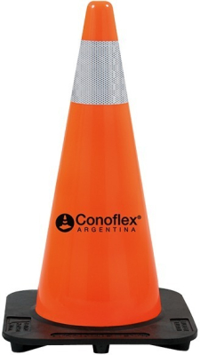 Cono Naranja  De Pvc Flexible Con Memoria  – 75 Cm De Altura  Peso 4,5 Kg. - Una Sola Pieza. –