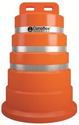Tambor Naranja De Polietileno Semirígido (Pemd). Una Sola Pieza.  Sin Reflectivo - Altura: 98 Cm. - Base: Ø 70 Cm. - Peso: 9 Kg.