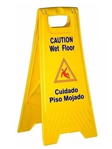 Carpa Amarilla Piso Mojado – Medidas 62 De Alto X 30 Cm. En La Base  Con Manija (Plástico). - Art. 02927