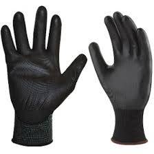 Guante De Nylon Con Baño Poliuretano (Pu) Negro - Marca Work Safe.  Talle 7