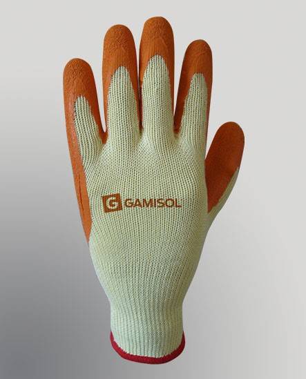 Guantes G13 Jersey Algodón Poliester  Baño Látex Rugoso Dorso    Ventilado - T/10 - Art. L1002B.- Marca Gamisol.