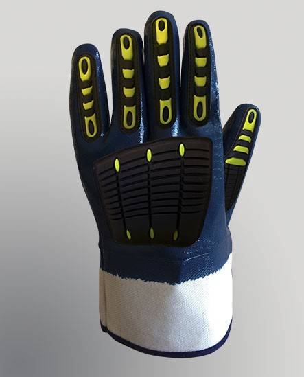 Guante Nitrilo Azul Con Anti Impacto En Dorso - Costuras Selladas Art. N1001Im - T/10 - Marca Gamisol.