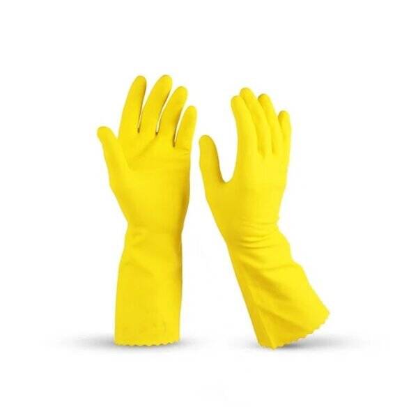 Guante De Látex Domestico Amarillo - Flocado - Art. Ldom-04 - Marca Prowork.