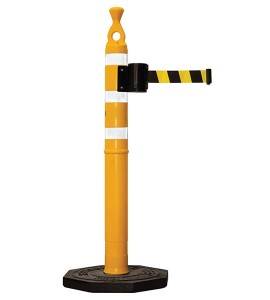 Ordenador De Fila - Columna De Polietileno Semirígido - Base Octogonal  Maciza De Pvc. - Cinta Autoenrollable De 200 Cm. - Con Reflectivos  Altura: 120 Cm - Bas